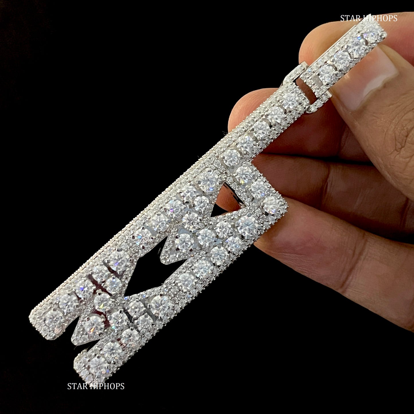 VVS Moissanite Icedout Vertical Letter Pendant