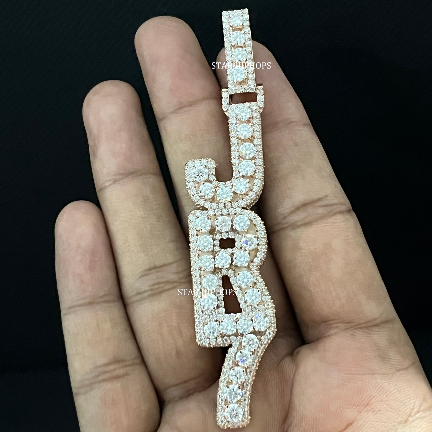 VVS Moissanite Icedout Vertical Letter Pendant