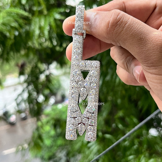 VVS Moissanite Icedout Vertical Letter Pendant