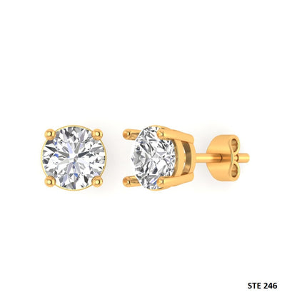 0.50 Ct CVD Diamond Solitaire Gold Earring