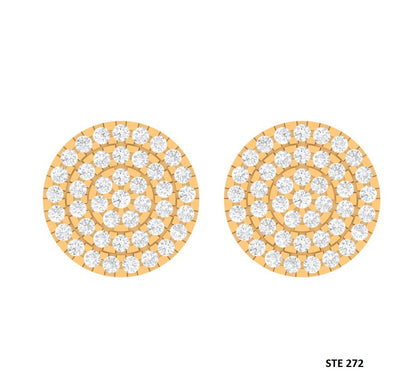 14K Solid Gold Pave Set Diamond Circle Earring