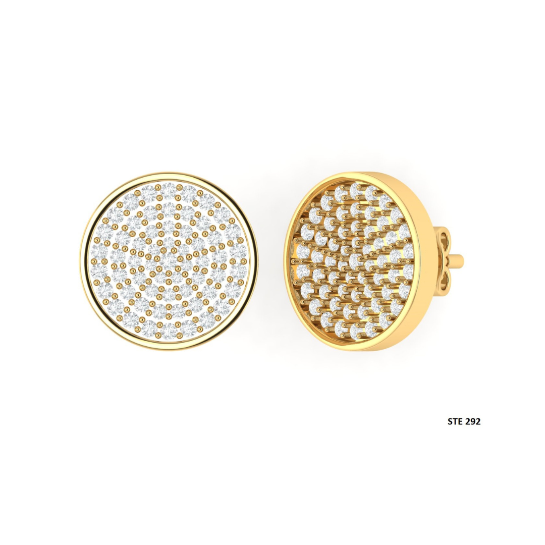 14K Solid Gold Pave Set Diamond Circle Earring