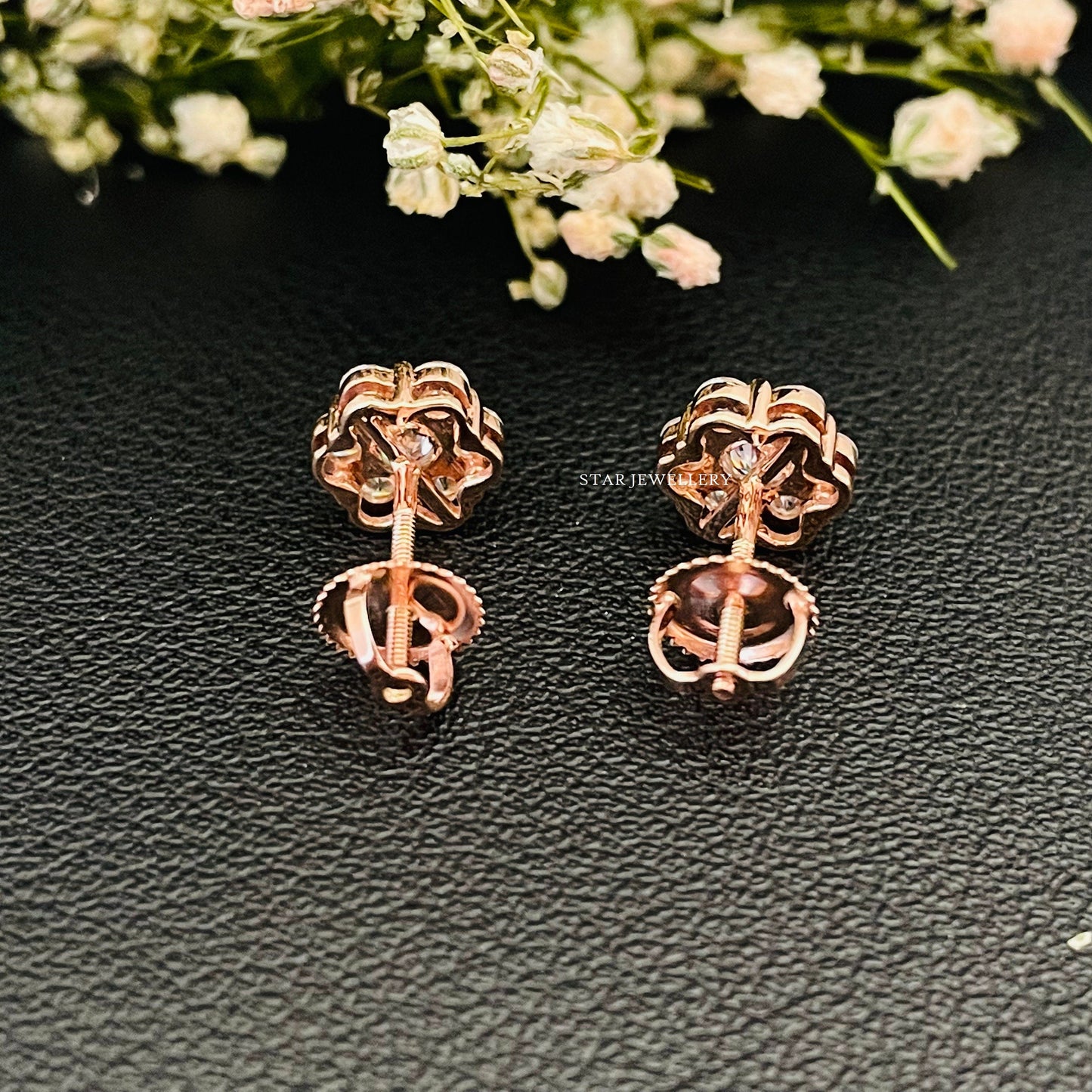 14K Solid Gold CVD Diamond Cluster Earring