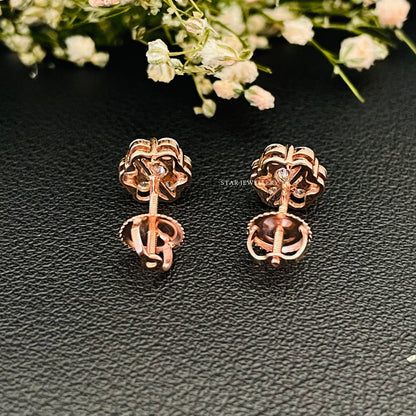 14K Solid Gold CVD Diamond Cluster Earring