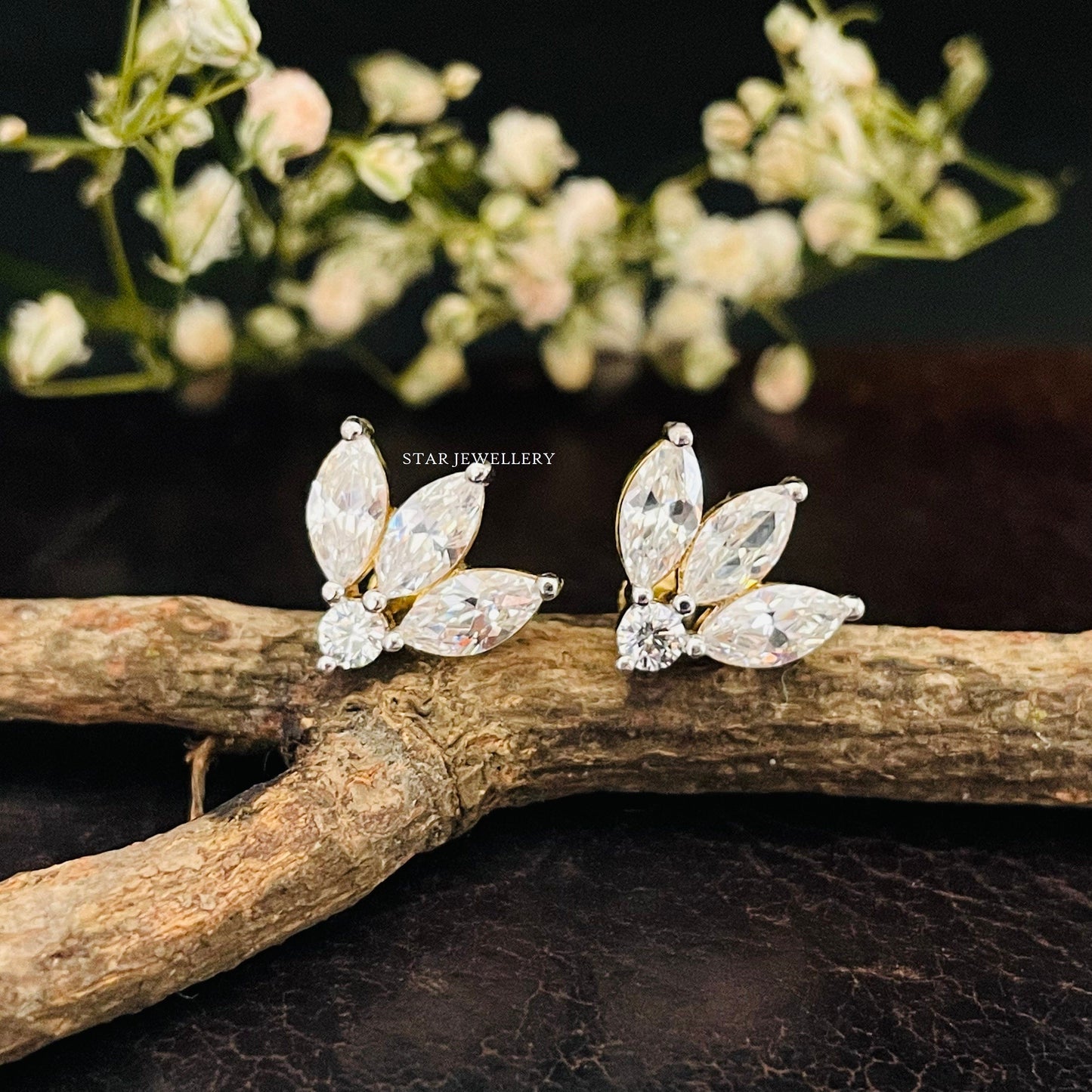 Solid Gold LOTUS Stud Earring