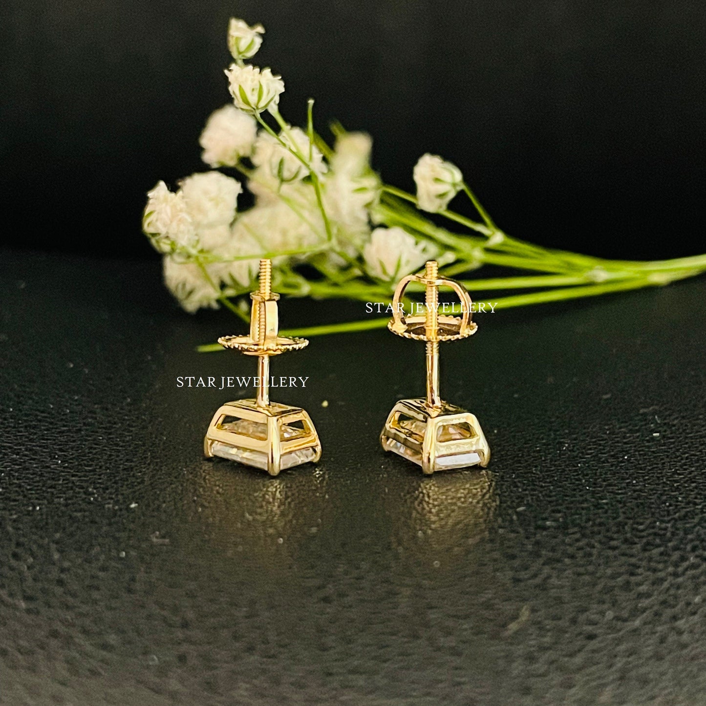 2.00 Ct Moissanite Emerald Stud Earring