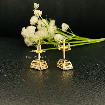 2.00 Ct Moissanite Emerald Stud Earring