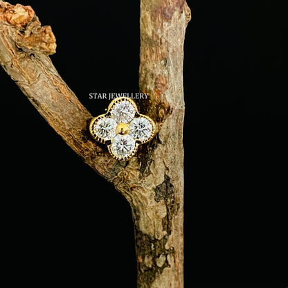 14K Solid Gold Four Stone Lab Grown Diamond Earring