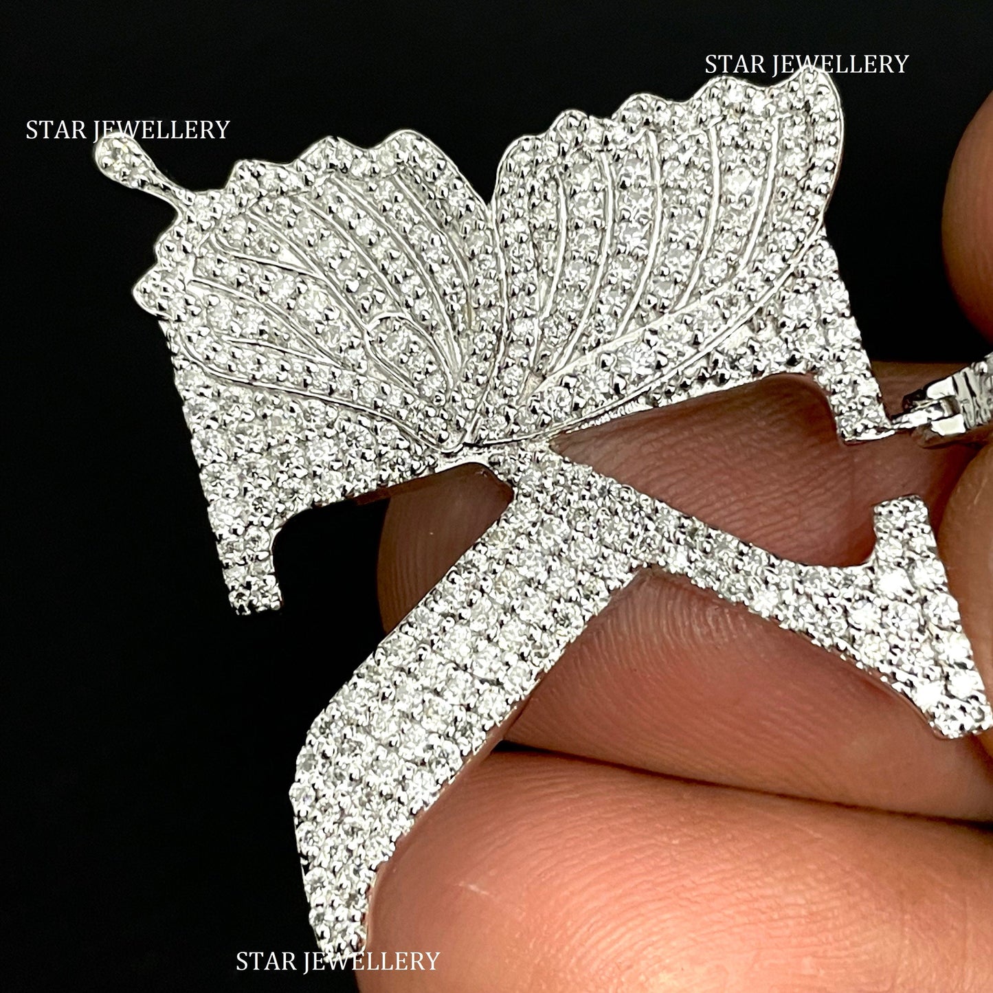 Diamond Letter Pendant with Butterfly Wings