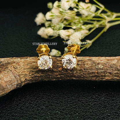 14K Solid Gold Lab Grown Diamond Stud Earring