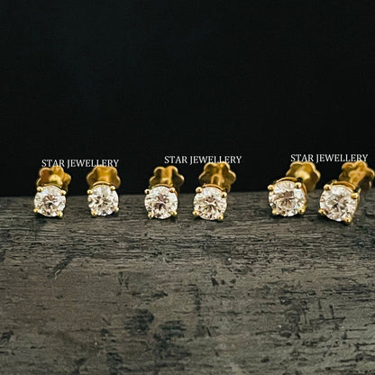 14K Solid Gold Lab Grown Diamond Stud Earring