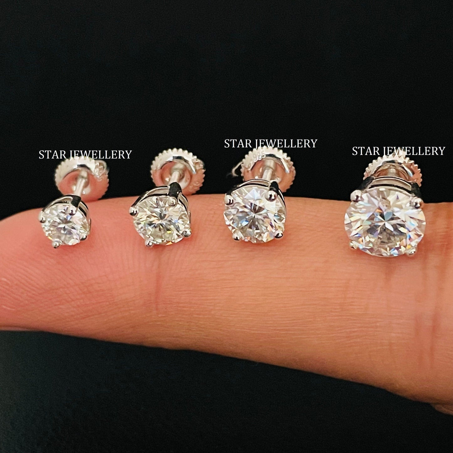 Solid Gold VVS Moissanite Stud Earrings