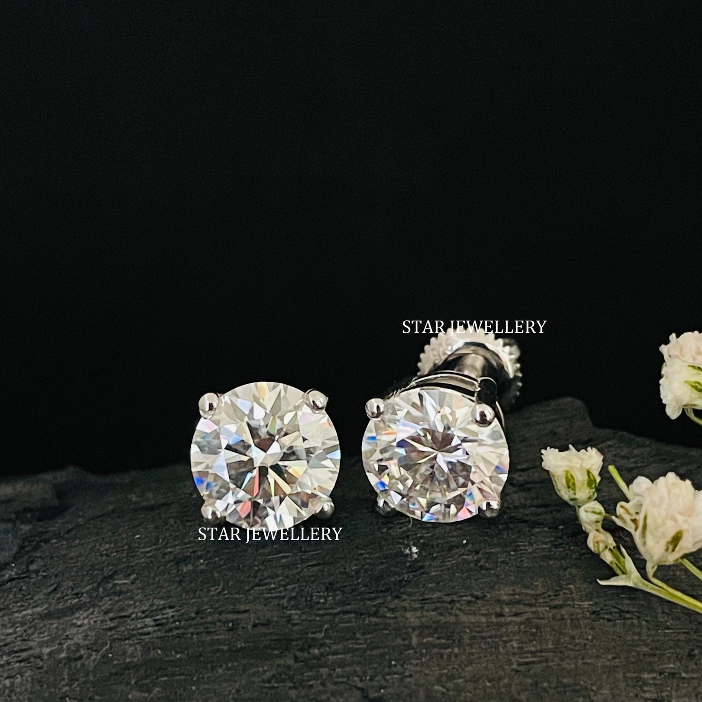Solid Gold VVS Moissanite Stud Earrings