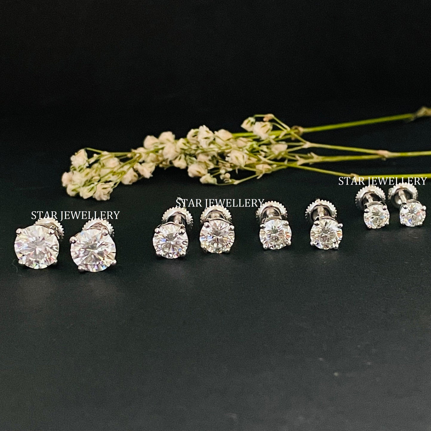 Solid Gold VVS Moissanite Stud Earrings
