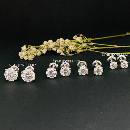Solid Gold VVS Moissanite Stud Earrings