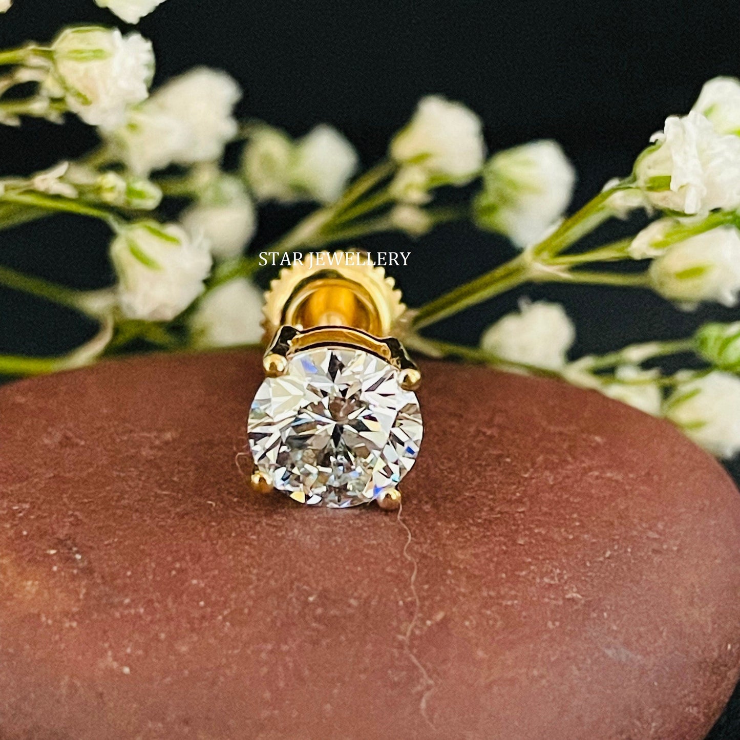 1.00 Ct Solitaire Moissanite Stud Earring