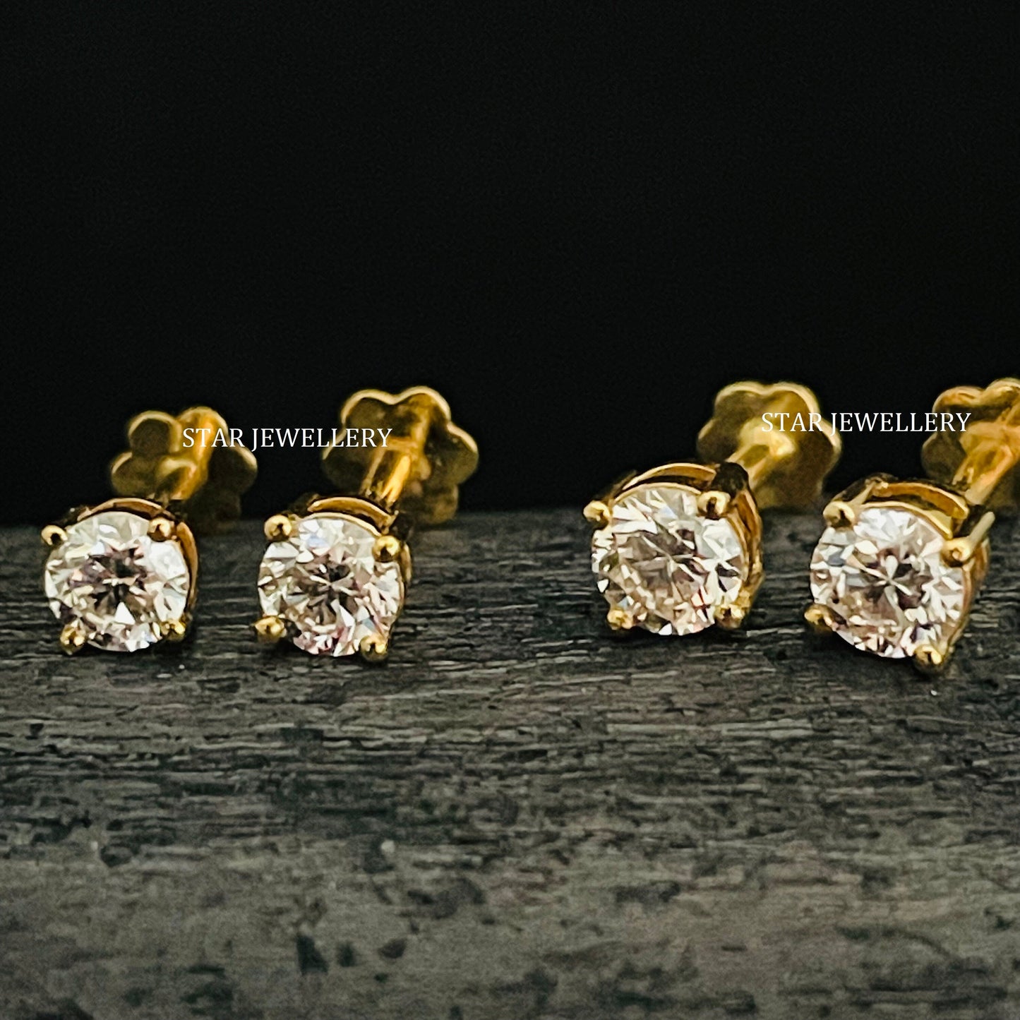 14K Solid Gold Lab Grown Diamond Stud Earring