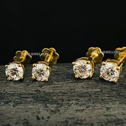 14K Solid Gold Lab Grown Diamond Stud Earring