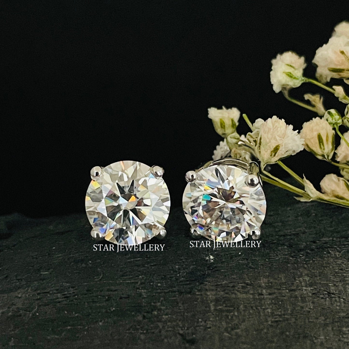 Solid Gold VVS Moissanite Stud Earrings
