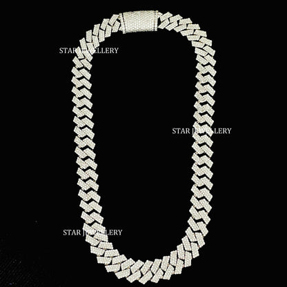 VVS Moissanite 14 MM Wide Unisex Diamond Cuban Linked Chain