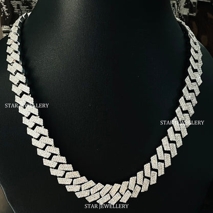VVS Moissanite 14 MM Wide Unisex Diamond Cuban Linked Chain