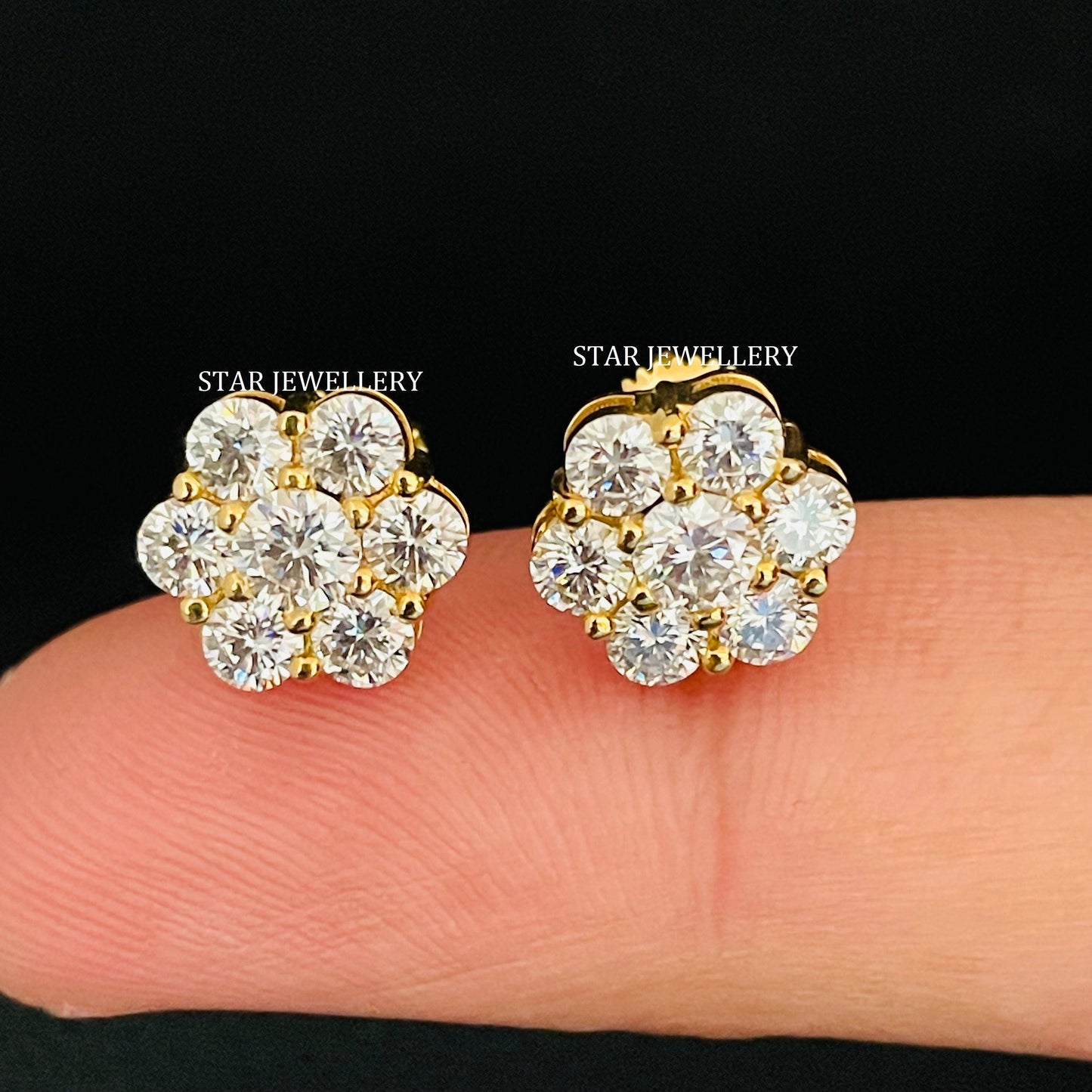 14K Gold Lab Grown Diamond Cluster Earring