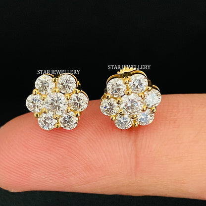 14K Gold Lab Grown Diamond Cluster Earring