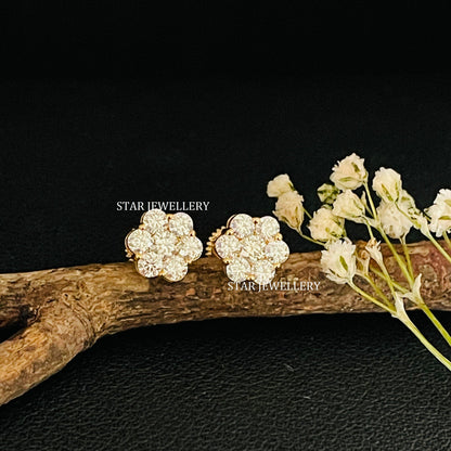 14K Solid Gold CVD Diamond Cluster Earring