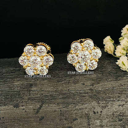 14K Gold Lab Grown Diamond Cluster Earring