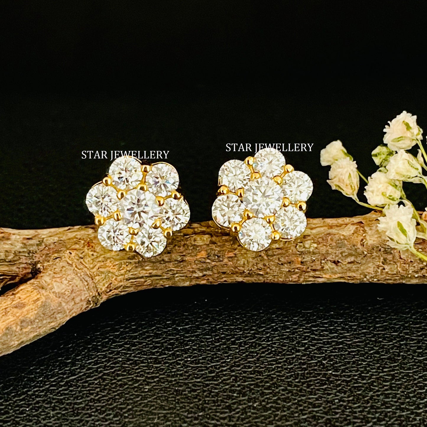 14K Gold Lab Grown Diamond Cluster Earring