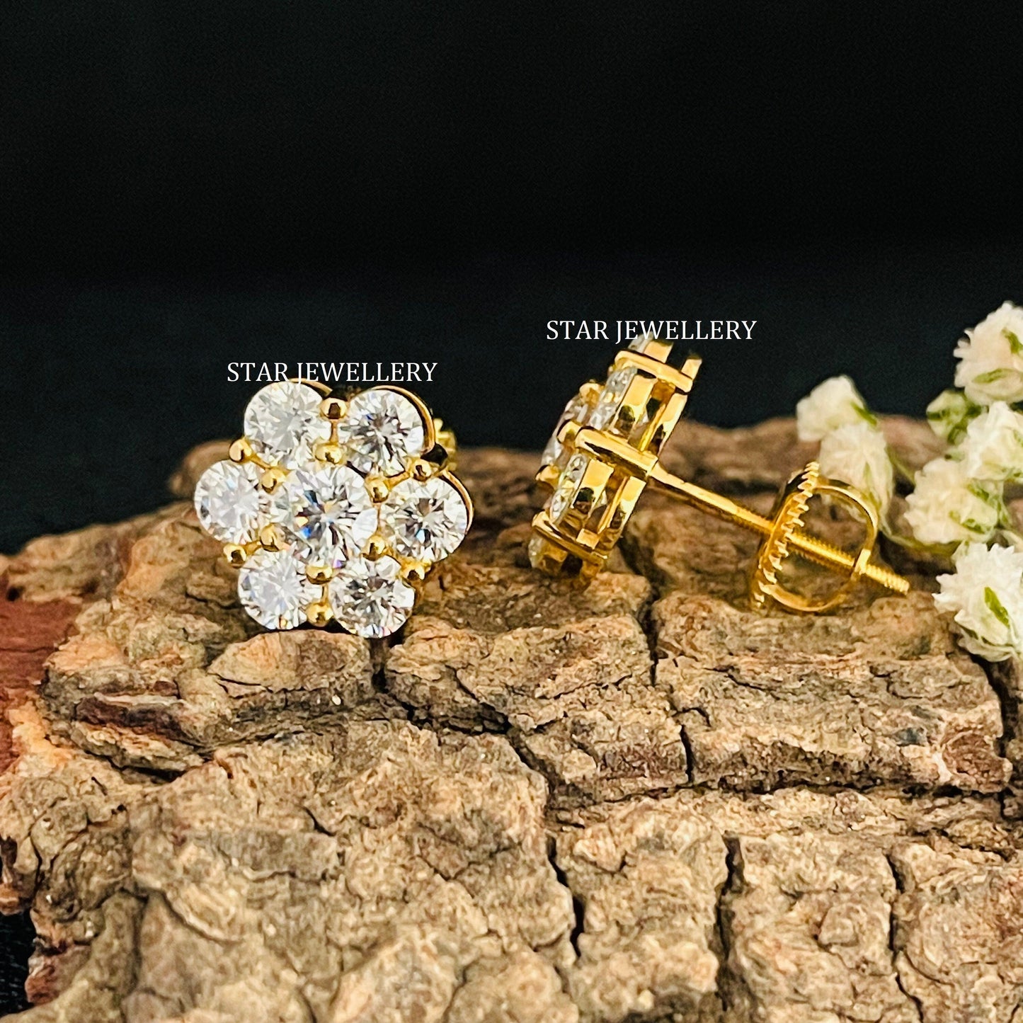 14K Gold Lab Grown Diamond Cluster Earring