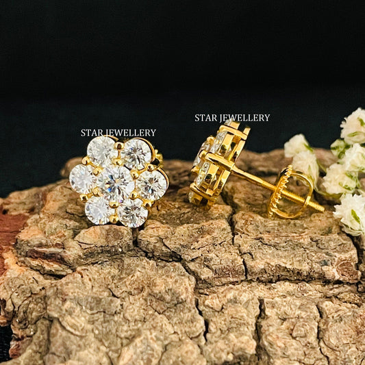 14K Gold Lab Grown Diamond Cluster Earring