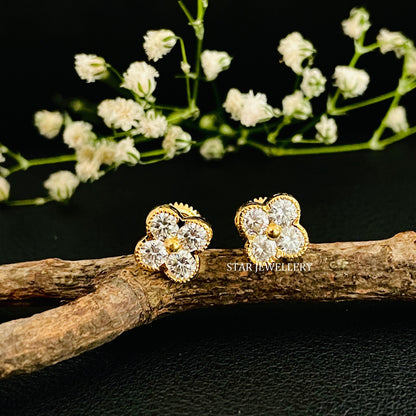 14K Solid Gold Four Stone Lab Grown Diamond Earring