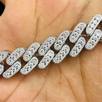 VVS Moissanite 15 MM Wide Unisex Diamond Cuban Linked Chain