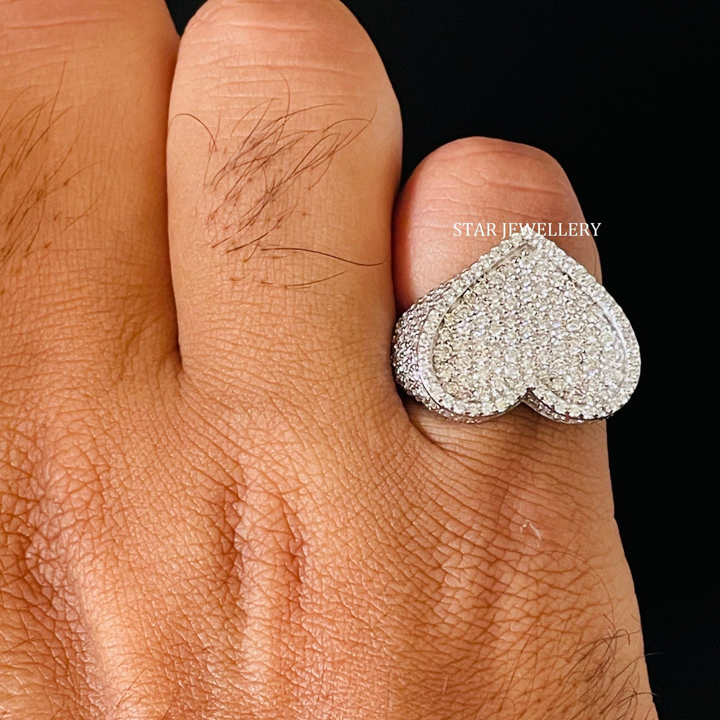 Unisex VVS Moissanite Icedout Heart Ring for her