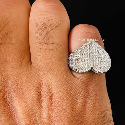 Unisex VVS Moissanite Icedout Heart Ring for her