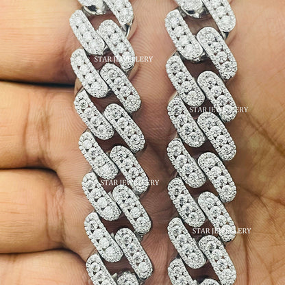 VVS Moissanite 15 MM Wide Unisex Diamond Cuban Linked Chain
