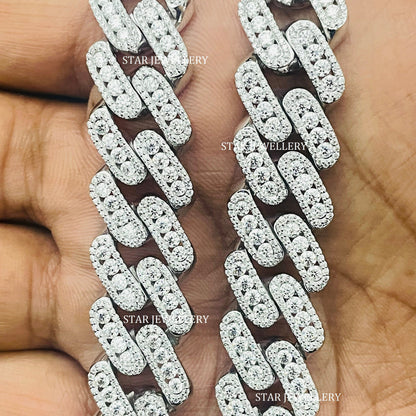 VVS Moissanite 15 MM Wide Unisex Diamond Cuban Linked Chain