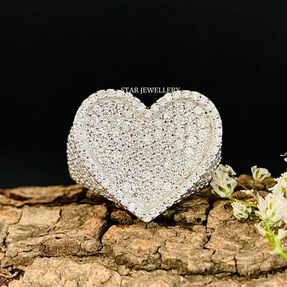Unisex VVS Moissanite Icedout Heart Ring for her