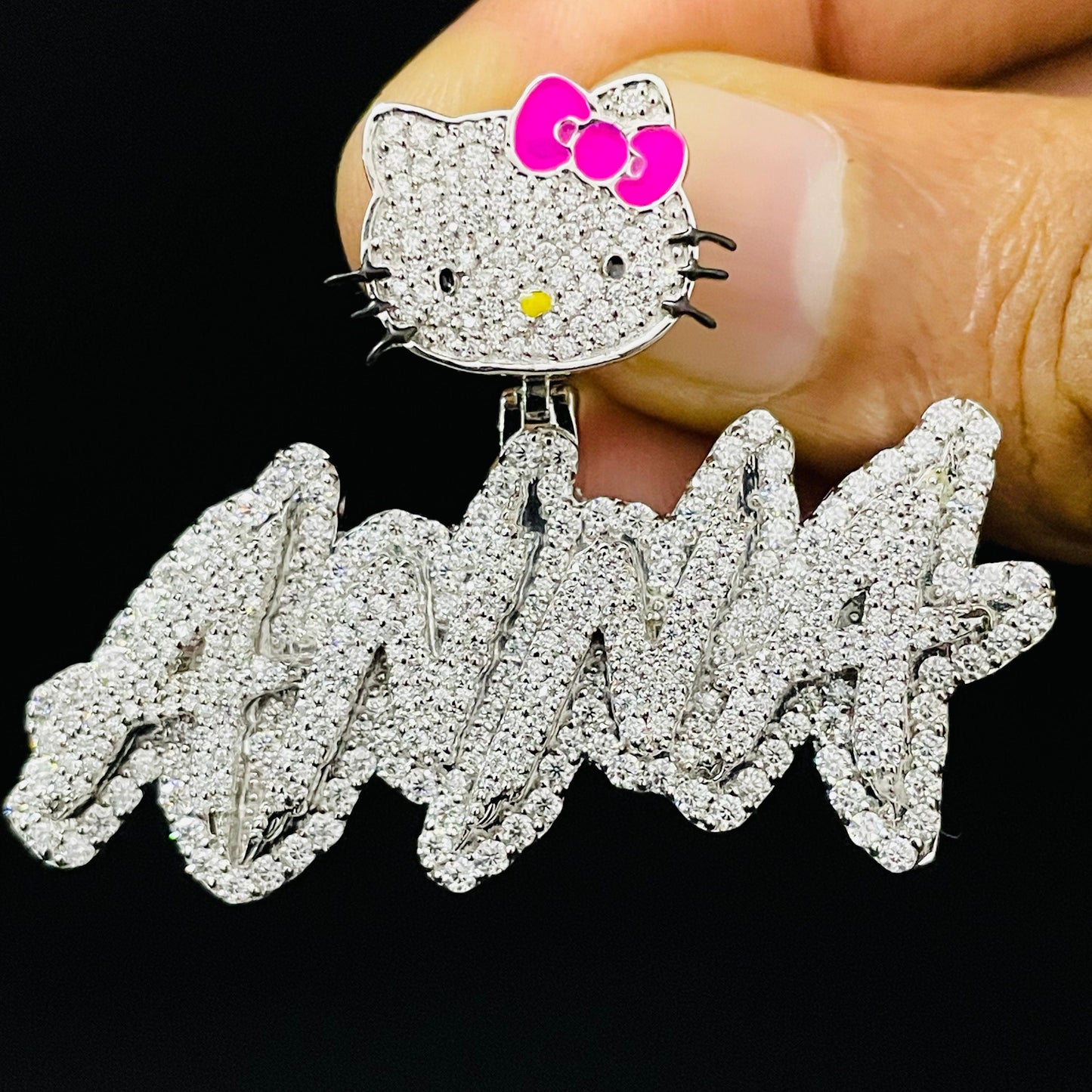 VVS Moissanite Pendant with Custom Kitty Bail