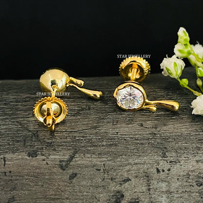 Solid Gold Lava Solitaire Diamond Earring