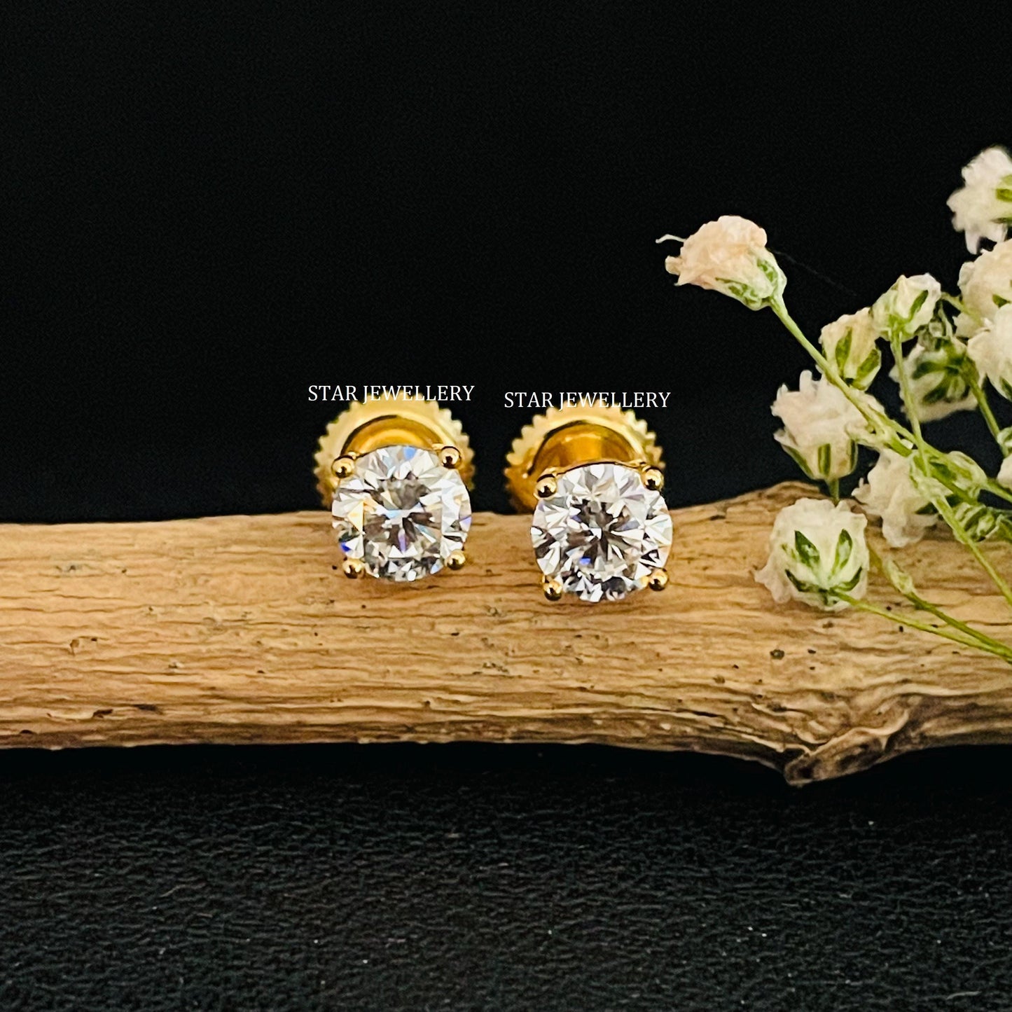 0.50 Ct CVD Diamond Solitaire Gold Earring