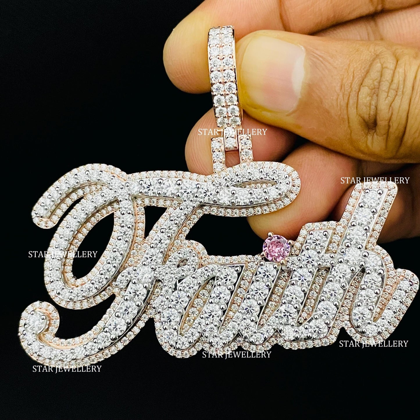 VVS Moissanite Custom Icedout Pendant for her