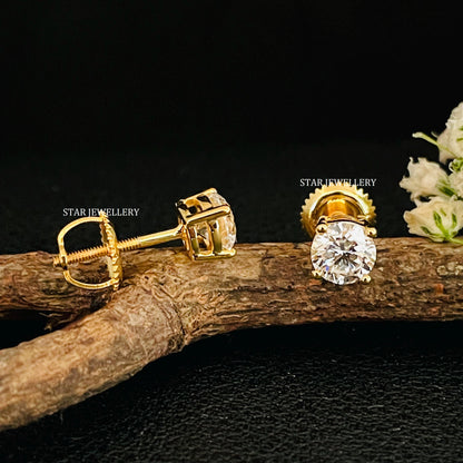 0.50 Ct CVD Diamond Solitaire Gold Earring