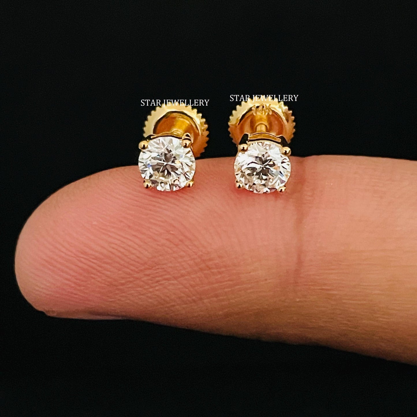 0.50 Ct CVD Diamond Solitaire Gold Earring