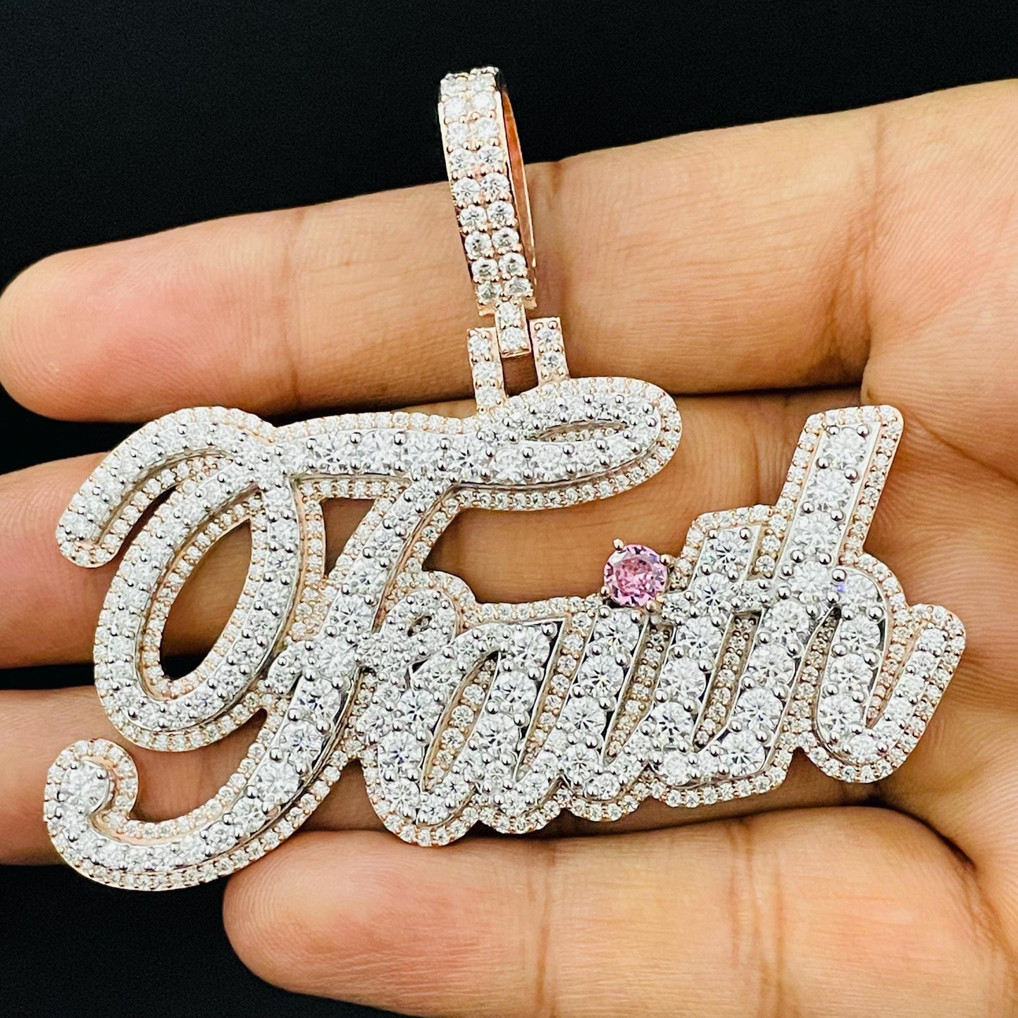 VVS Moissanite Custom Icedout Pendant for her