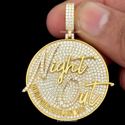 Custom Moissanite 1.50 Inch Circular Logo Icedout Pendant