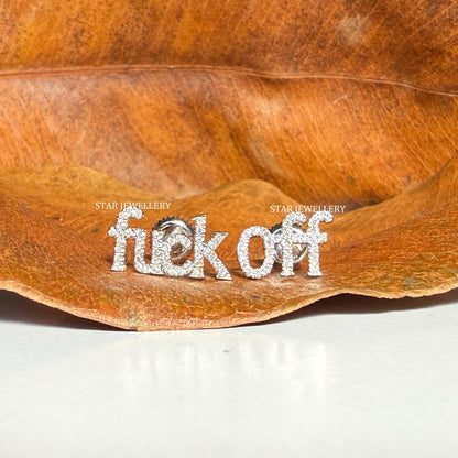 FUCK OFF Solid Gold Diamond Earring