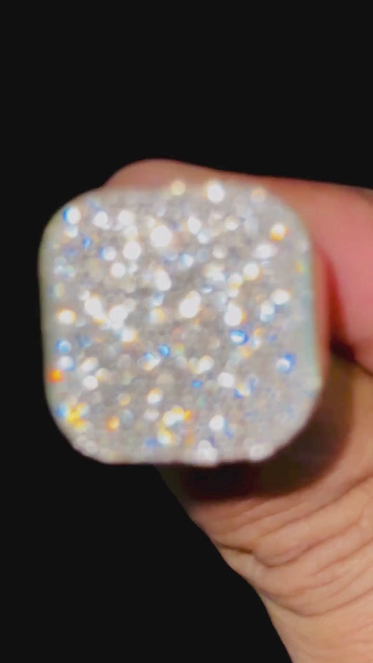 VVS Moissanite Hiphop Ring: 925 Sterling Silver 10K Gold Plated