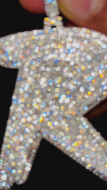 925 Sterling Silver Custom Moissanite Initial Letter Pendant